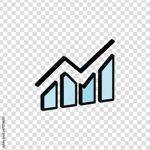 Medical growth chart icon PNG with transparent background, symbolizing hospital progress, healthcare improvement, and patient recovery statistics.