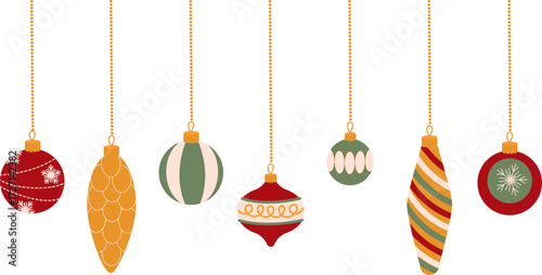 Hanging decorations, Christmas template for postcard and banner]