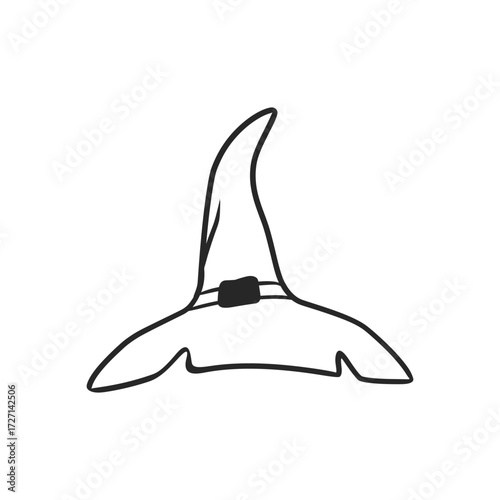 Hooded Ghost Hand-Drawn Doodle Outline Vector Illustration