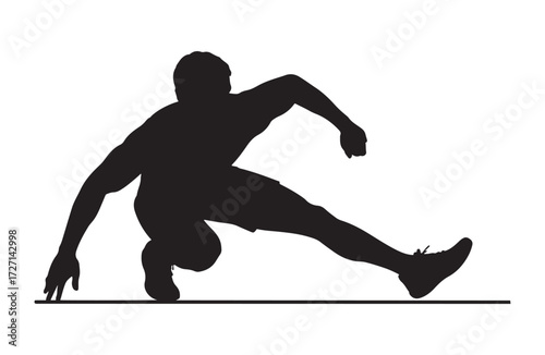 black and white silhouette vector of runner man