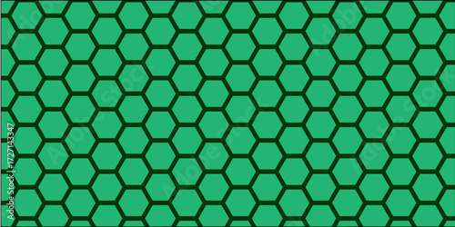 Modern Green Hexagon Pattern Background with Abstract Geometric Honeycomb Design