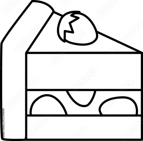 Vector Drawing of a Cake. Cake Vector Illustration. Simple Outline Cake Coloring Page