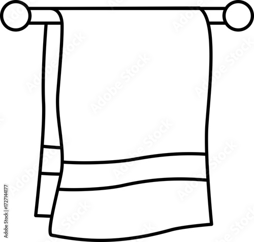 Towel Vector Illustration. Simple Outline Towel Coloring Page