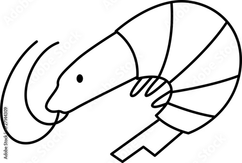 Shrimp Vector Illustration. Simple Outline Shrimp Coloring Page