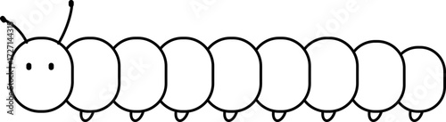 Caterpillar Vector Illustration. Simple Outline Caterpillar Coloring Page