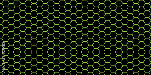 "Crystalized Geometry: A Shimmering Hexagonal Abstract Design on Black Canvas for Sophisticated Branding and Wallpaper"