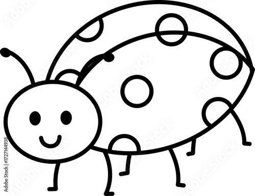 Insect Vector Simple Illustration. Simple Outline Insect Coloring Page