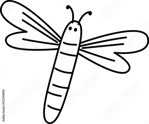 Insect Vector Simple Illustration. Simple Outline Insect Coloring Page