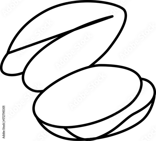 Nut Vector Illustration. Simple Outline Nuts Coloring Page