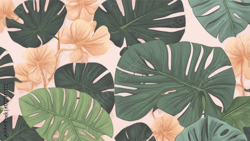 seamless monstera floral pattern