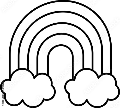 Rainbow Cartoon Vector Illustration. Simple Outline Rainbow Coloring Page