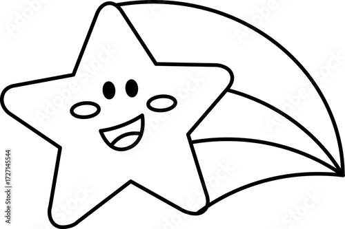 Star Cartoon Vector Illustration. Simple Outline Star Coloring Page