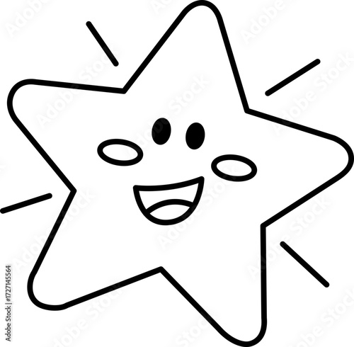 Star Cartoon Vector Illustration. Simple Outline Star Coloring Page
