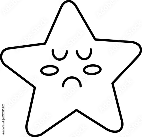 Star Cartoon Vector Illustration. Simple Outline Star Coloring Page