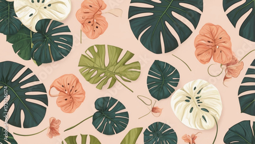 seamless monstera floral pattern
