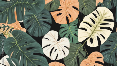 seamless monstera floral pattern