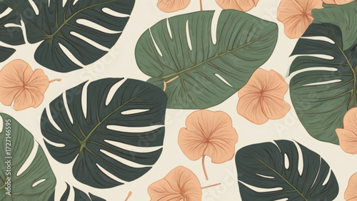 seamless monstera floral pattern