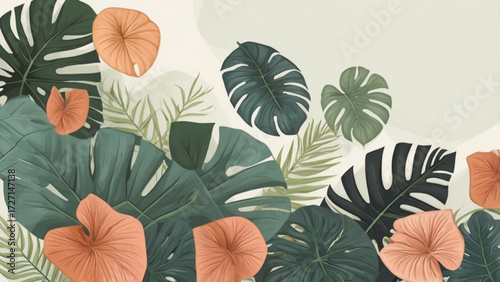 seamless monstera floral pattern