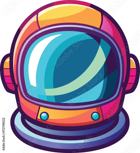 Cartoon astronaut helmet with colorful visor icon isolated on white transparent background vector eps png jpg business people clipping path cutout 2025 2026 4k full hd poster banner label download