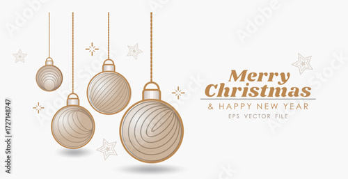 Merry Christmas banner template with various hanging balls decoration for Christmas