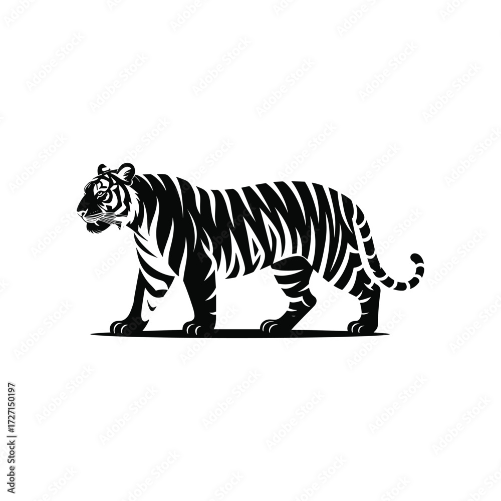 Naklejka premium Black and White Tiger Silhouette Illustration