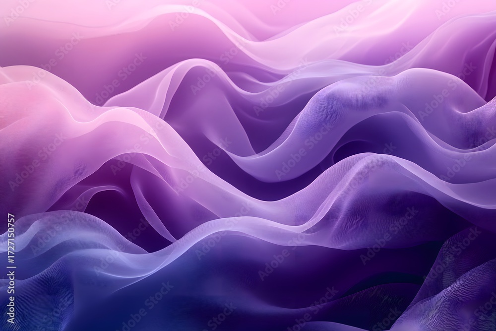 Fototapeta premium Abstract waves of purple and pink fabric creating a soft and dreamy background texture effect