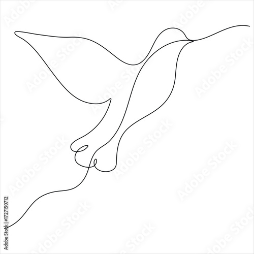 Continuous line drawing of flying bird minimalist bird pigeon outline style illustration