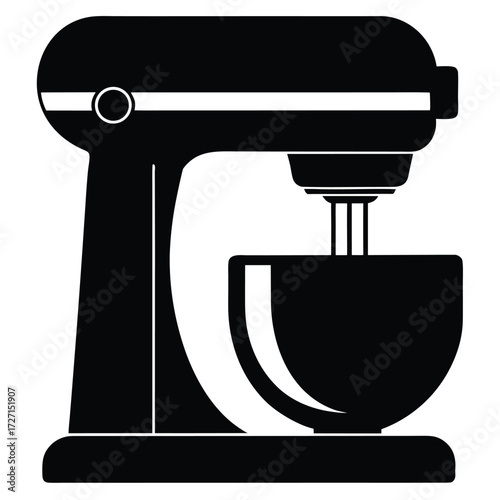 Minimalist silhouette of a stand mixer solid black vector icon