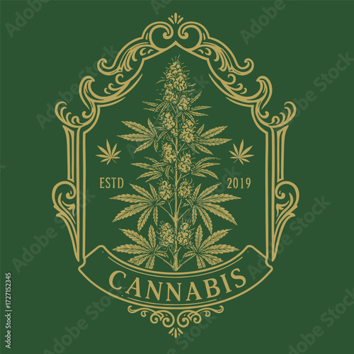 Cannabis leaf in Gradient Style Logo Design Template. Suitable for Medical, Cannabis Farm, CBD Oil, Weed, Marijuana, Hemp, Hashish, Ganja, Agriculture, Energy Drink, Business, Brand