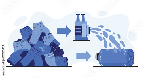 Recycling Process of Blue Jeans into Recycled Water.