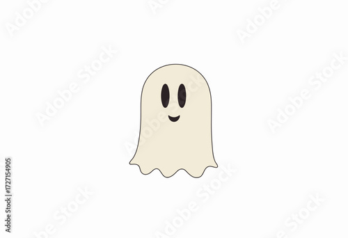 Illustration of a Friendly Cartoon Ghost with a Smiling Expression on a Plain White Background