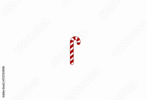 Festive Red and White Striped Candy Cane Symbolizing Holiday Cheer on a Minimalist White Background for Celebratory and Seasonal Decoration Inspiration