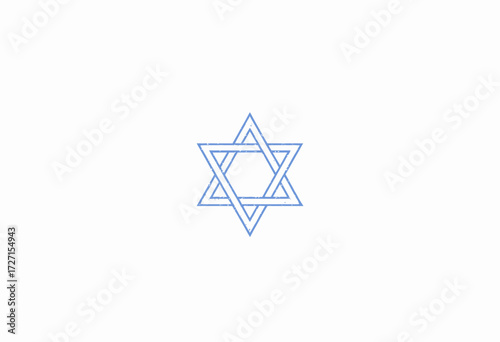 Intricate Blue Geometric Star Emblem Featuring Overlapping Interlaced Six-Pointed Shapes on a Clean White Background