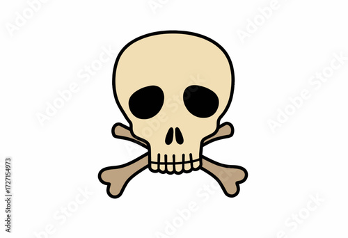 Simple skull and crossbones illustration on a white background symbolizing danger or caution with bold black outlines and minimalistic design