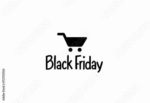 Illustration Depicting Black Friday Shopping Event with Shopping Cart Icon Highlighting Consumerism and Discount Culture