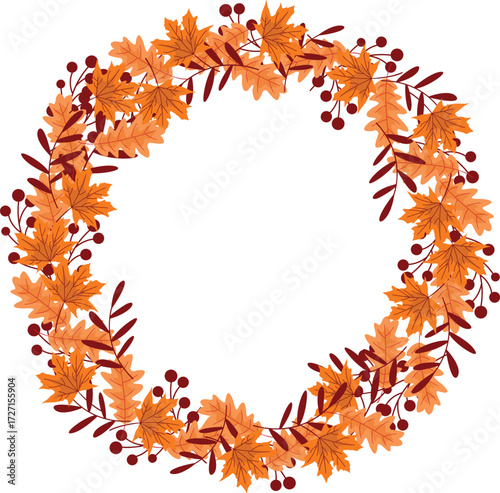 Circle Dried Flower and leaves vector.