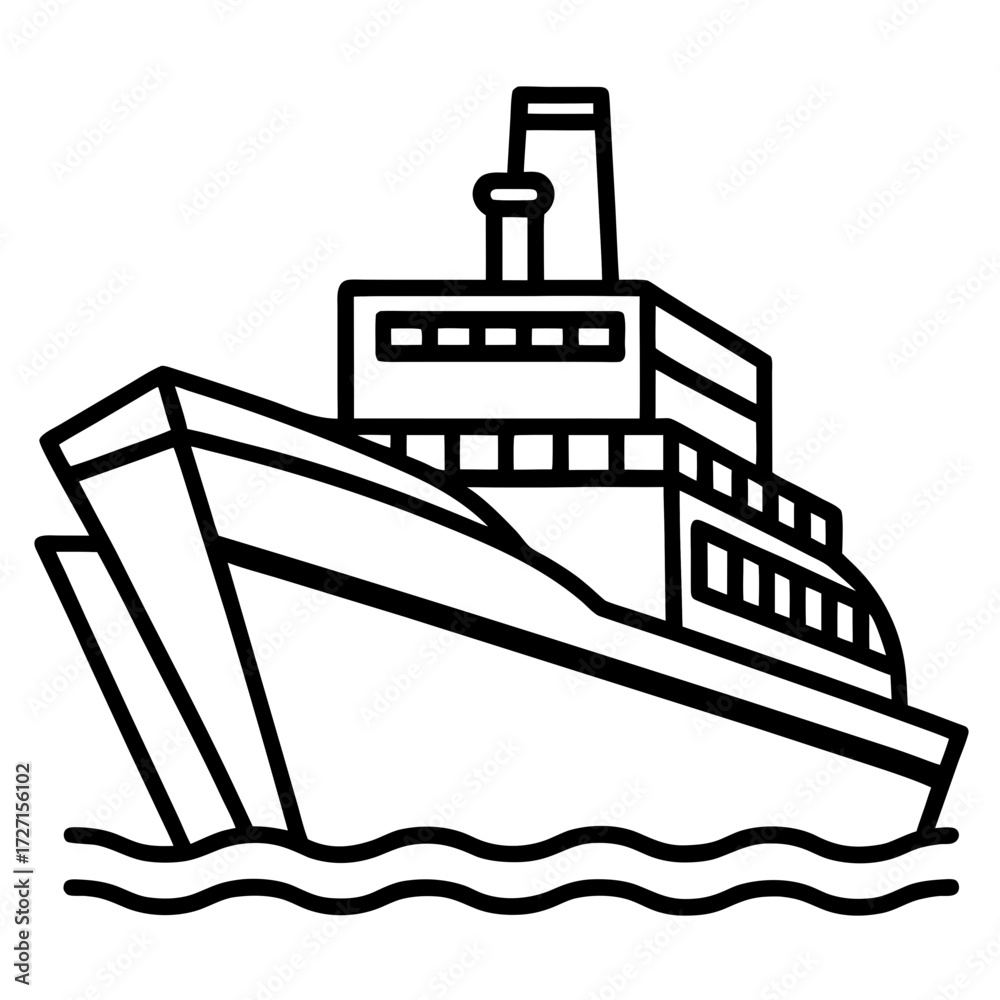 Fototapeta premium Cargo Ship Line Vector