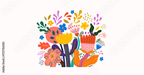 Vector floral illustration. Flower art banner