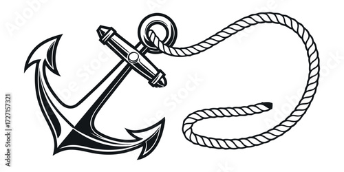 Bold nautical anchor with classic rope design, perfect for maritime themes and coastal decor, a timeless sea symbol of strength