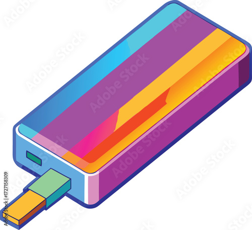 Isometric colorful popsicle with gradient icon isolated on white transparent background vector eps png jpg business people clipping path cutout 2025 2026 4k full hd poster banner label download