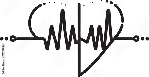 Silhouette of Heart with ECG Heartbeat Line