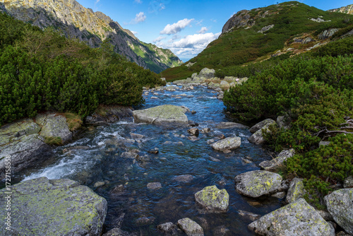 Autumn view of the Valley of Five Polish Lakes in the High Tatras.
