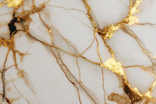 Gold veins in white marble
