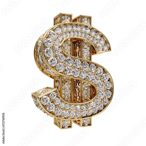 golden dollar sign isolated on the white background 