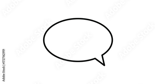 Simple and clean black outline speech bubble on a white background