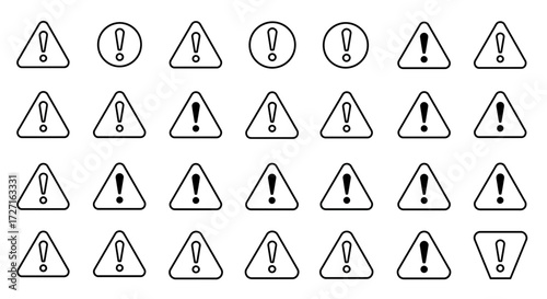 Warning Sign Vector Set: Alert Symbols for Safety and Hazard Awareness Designs