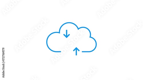 Animated cloud upload and download icons representing data transfer and connectivity