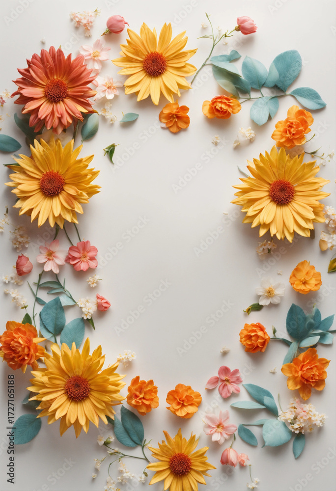 Obraz premium frame with flowers