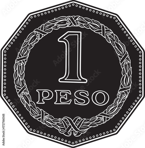 columbian one peso coin vector silhouette