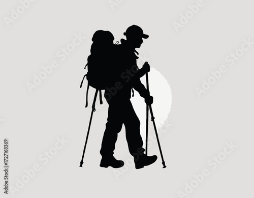 hiker silhouette vector illustration